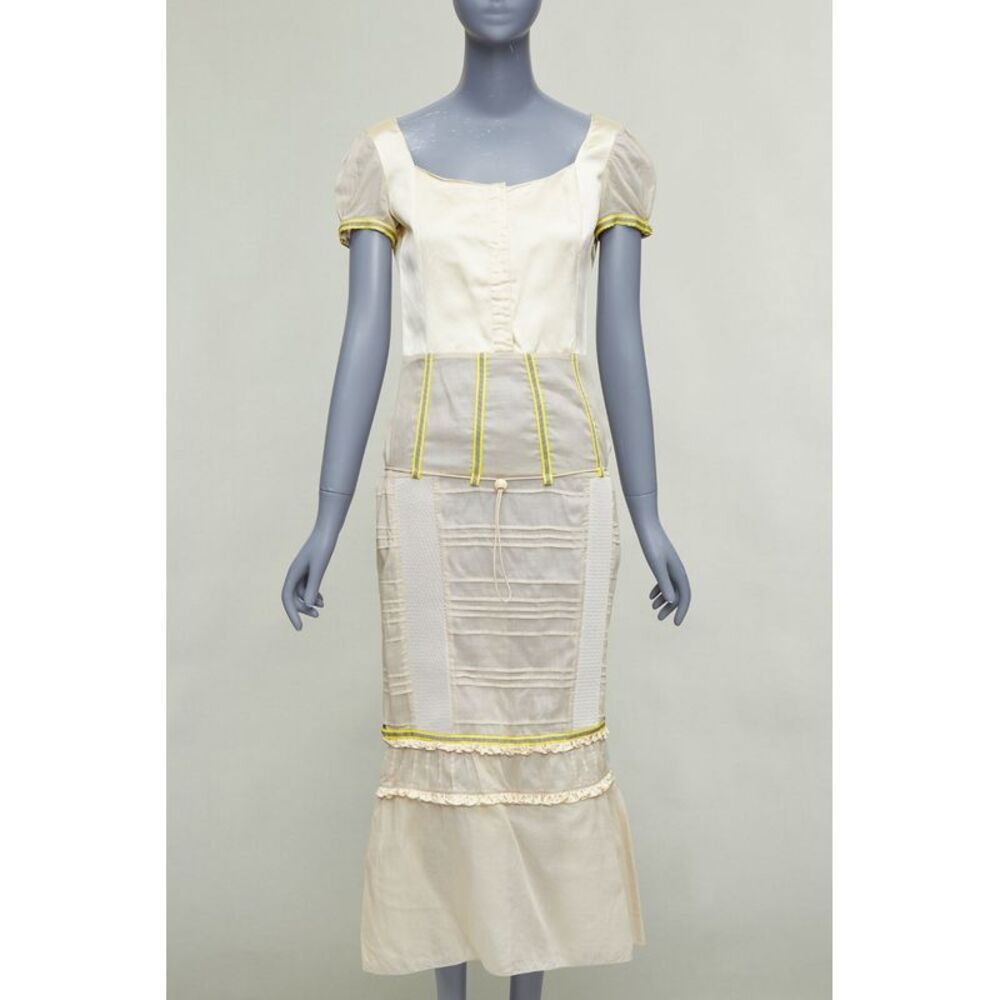 Miu Miu 1999 Runway Beige Patchwork Dress